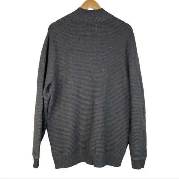 G.H. BASS & CO. MEN'S DARK GRAY 1/4 BUTTON MOCK NECK SWEATER SIZE XL-EUC - Picture 3 of 6